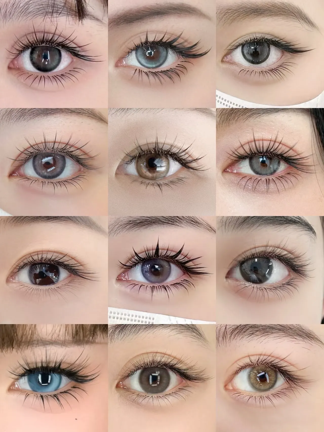 Variations de styles d'extensions de cils - exemples de looks naturels et volumisés